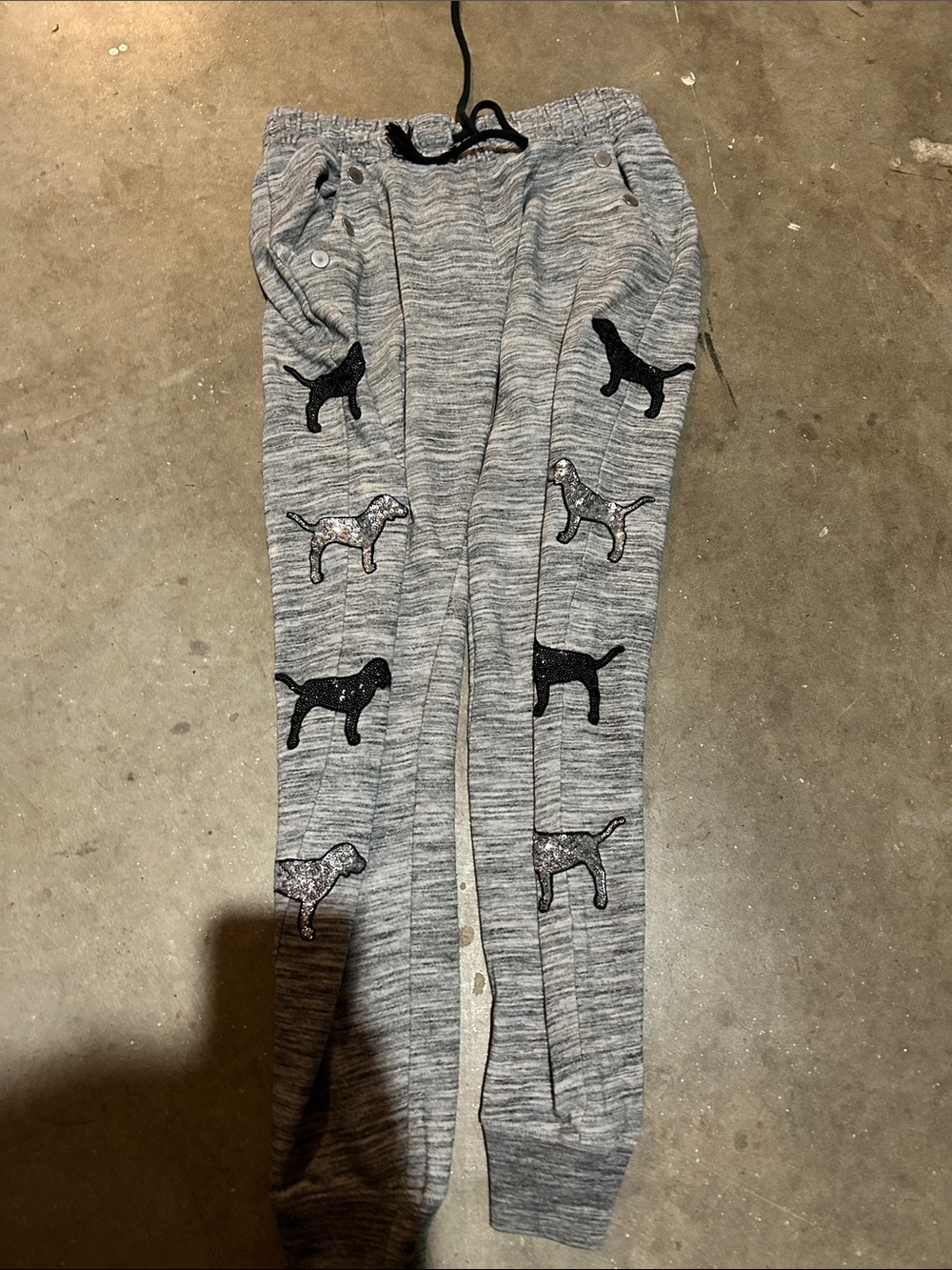PINK Victoria's Secret Gray Dog-Embroidered Joggers